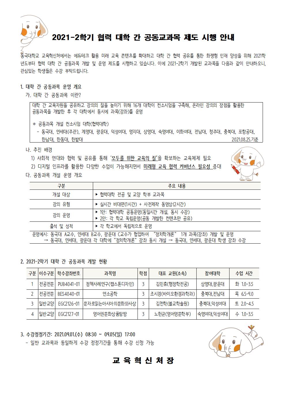 2021-2학기 협력 대학 간 공동교과목 제도 시행 안내(수정)