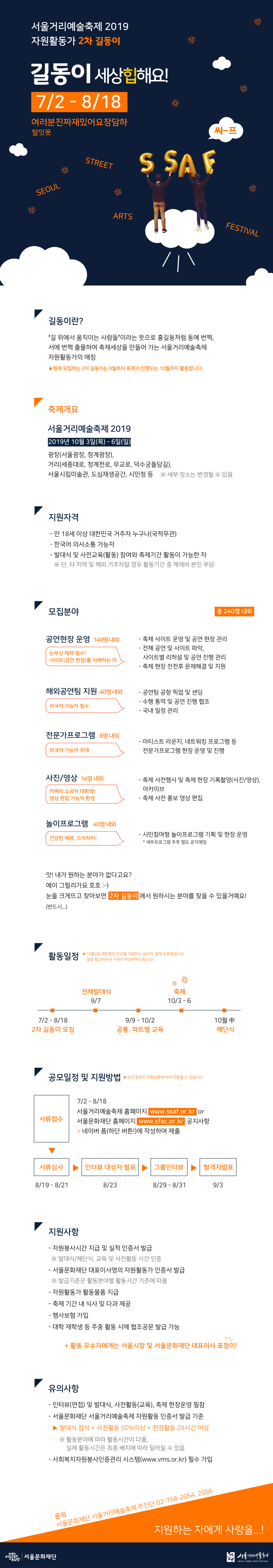 2019 서울거리예술축제 자원활동가 '2차 길동이' 모집