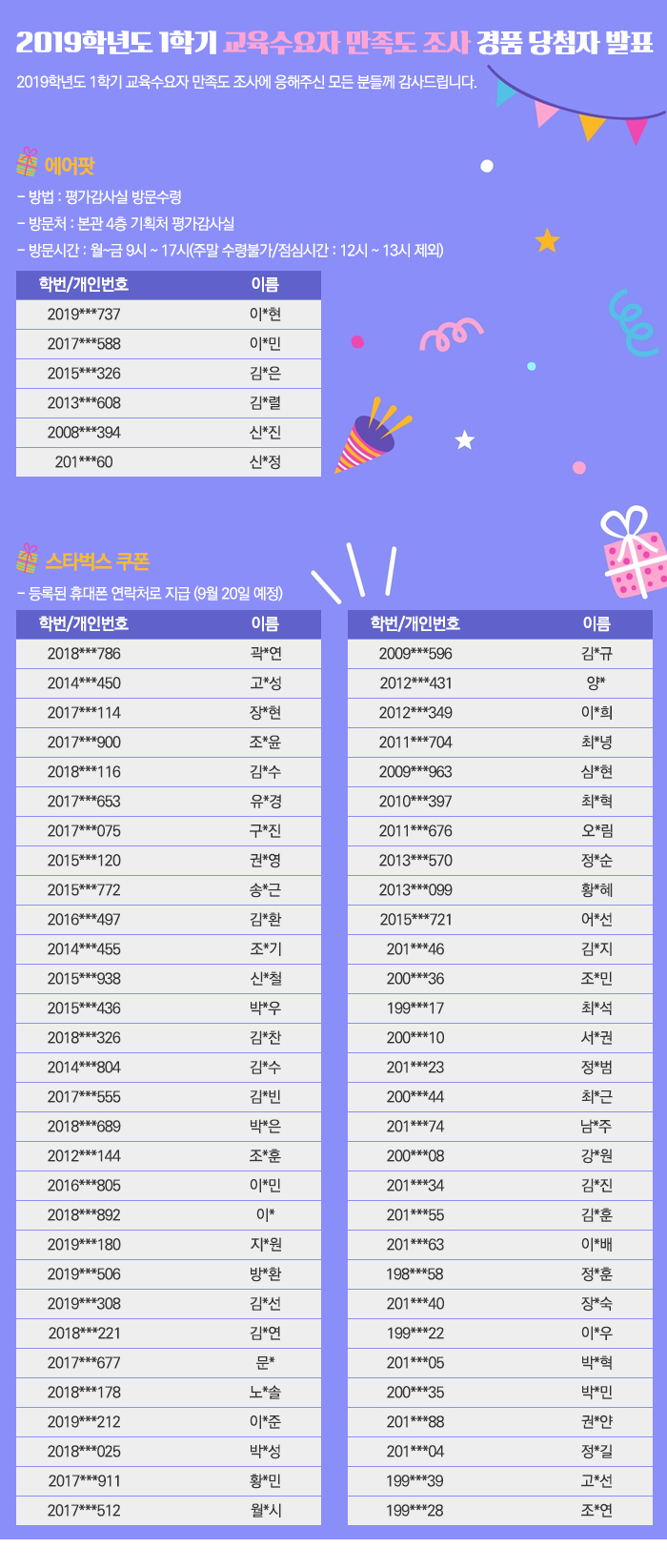 교육만족도 당첨자