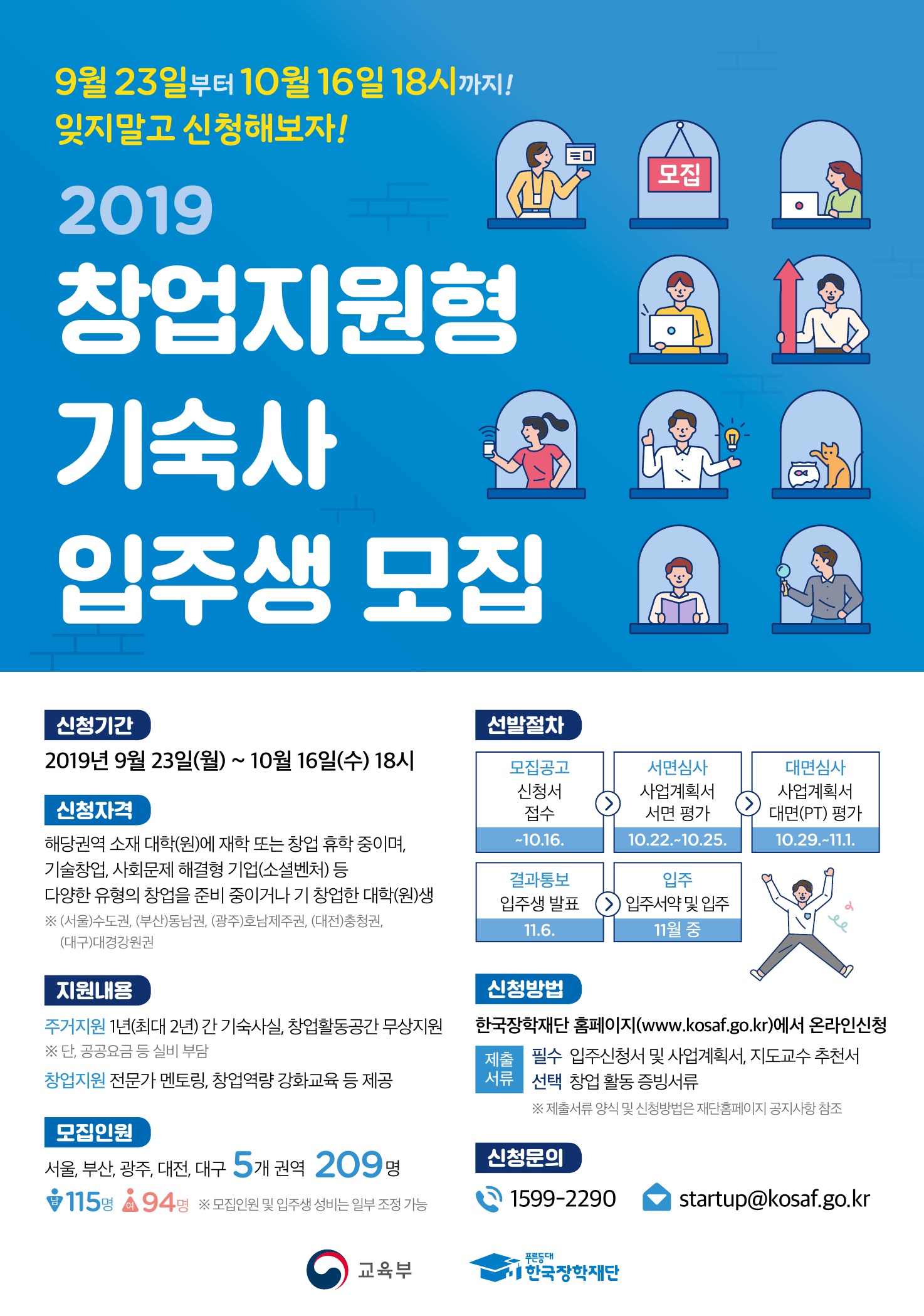 2019 창업지원형 기숙사 입주생 모집 안내