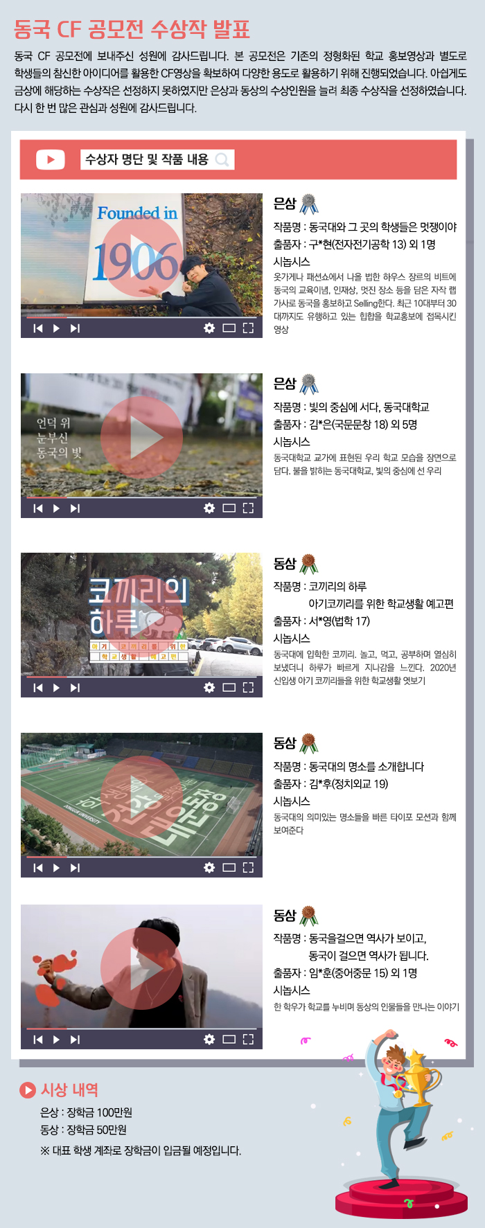 동국 CF 공모전 수상작 발표