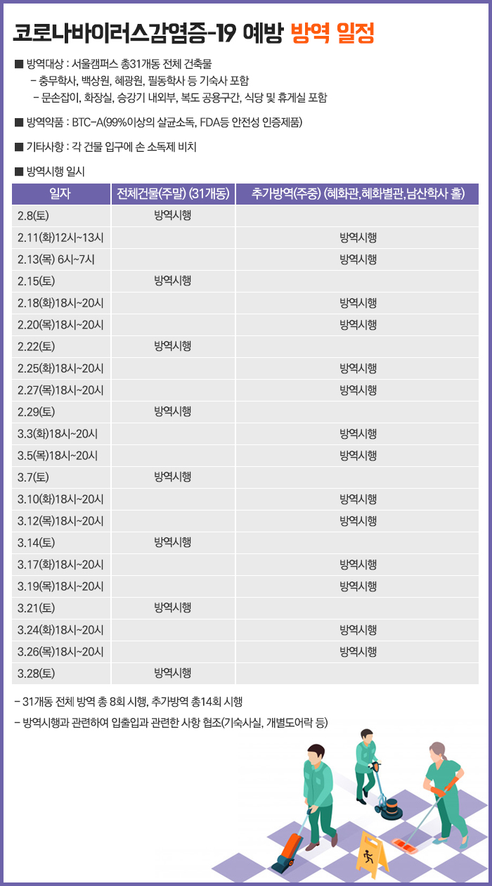 야간건물통제 및 방역 안내 