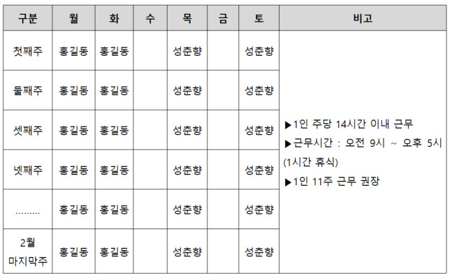시간표 예시