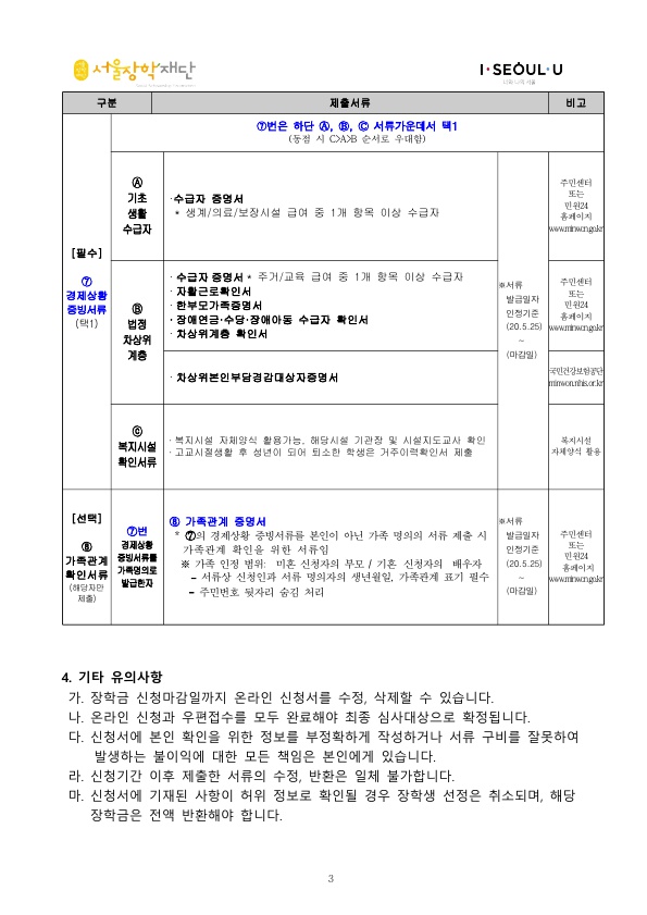 2020년 청춘Start 장학금 장학생 선발 안내