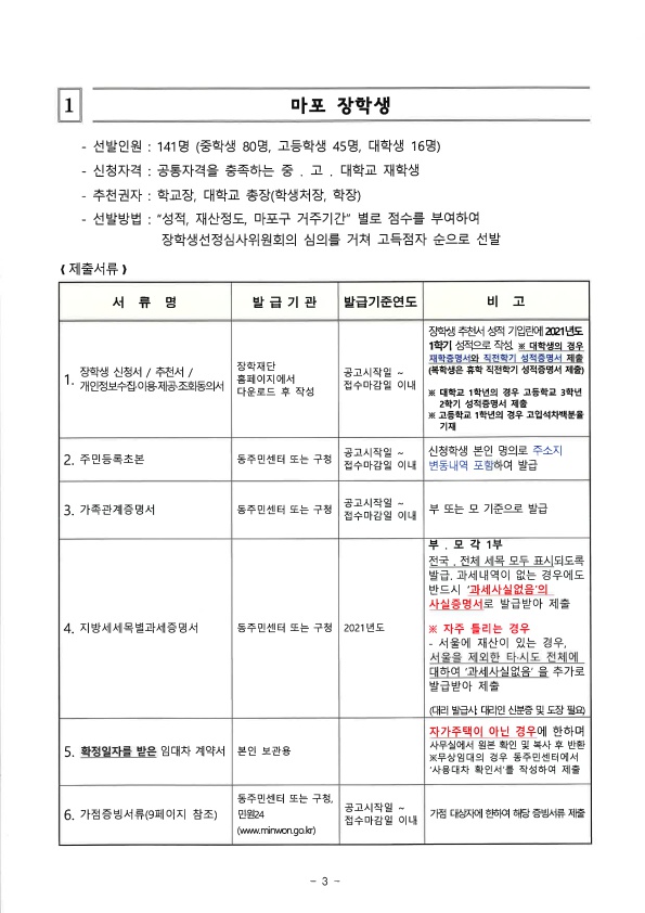 2021 하반기 장학생 선발 공고3