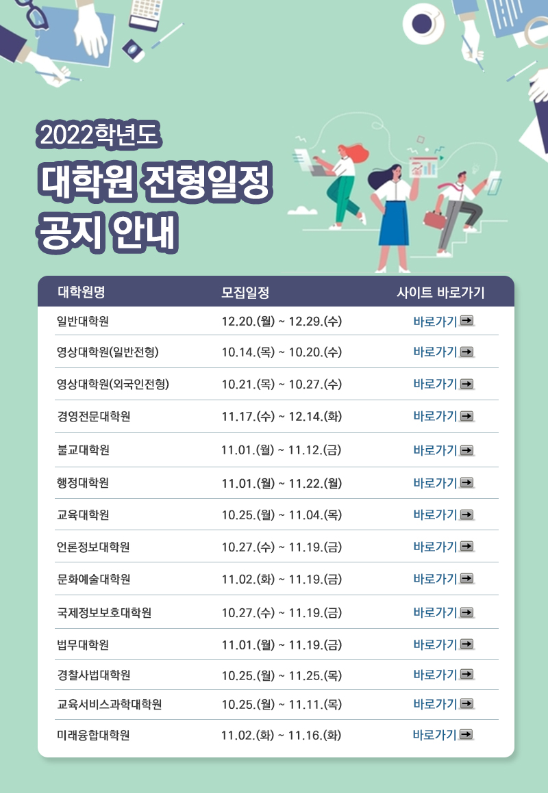 대학원 전형일정 안내